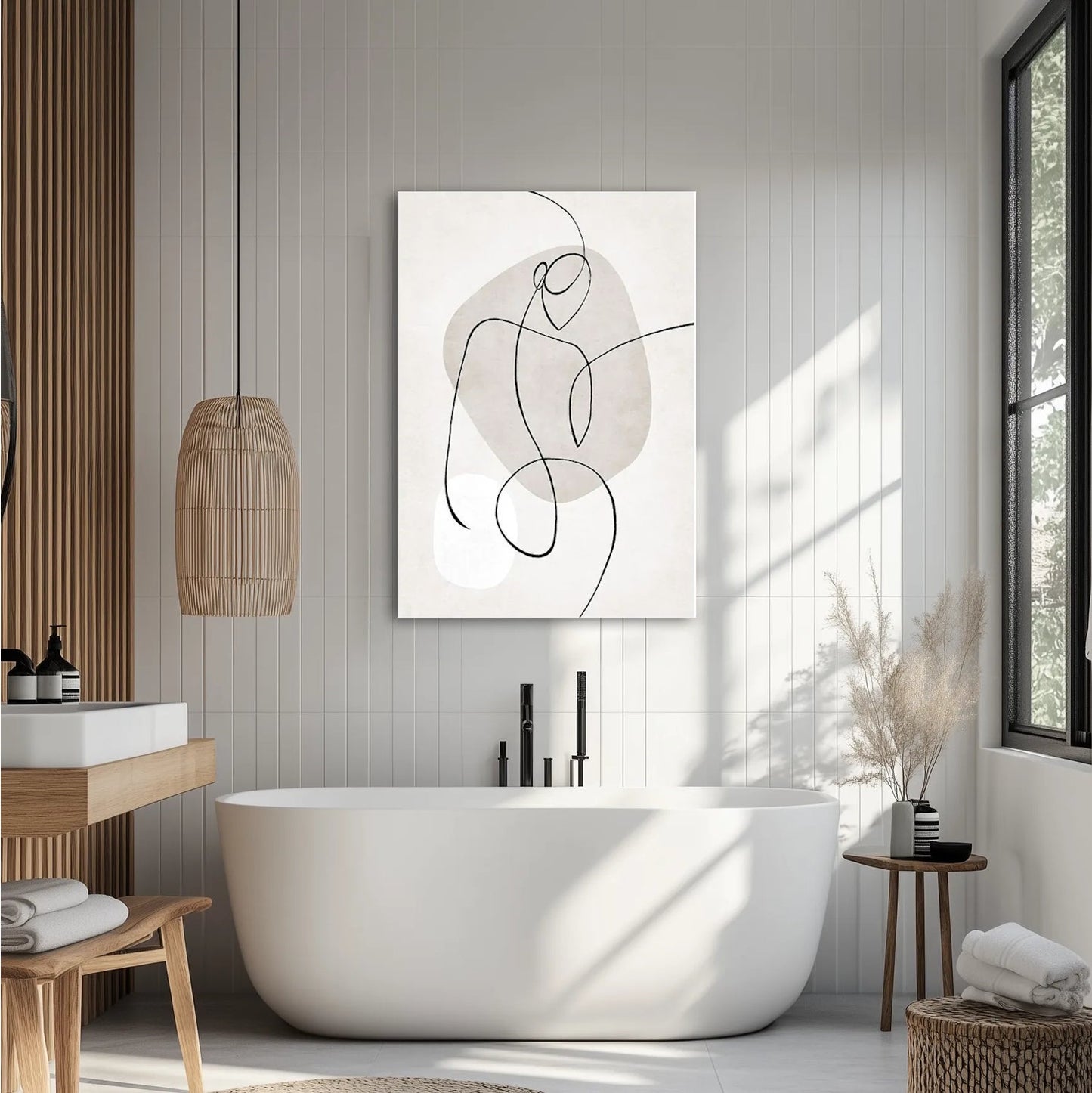 Beige Line Woman Obraz