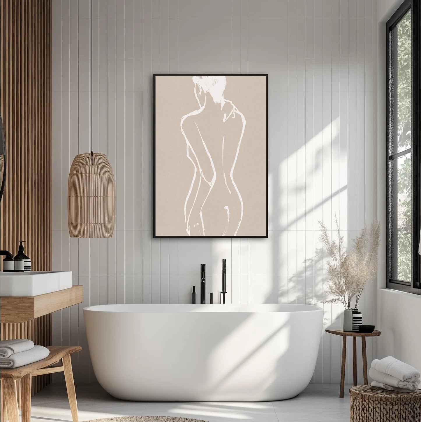 Beige Line Woman Body Plakat