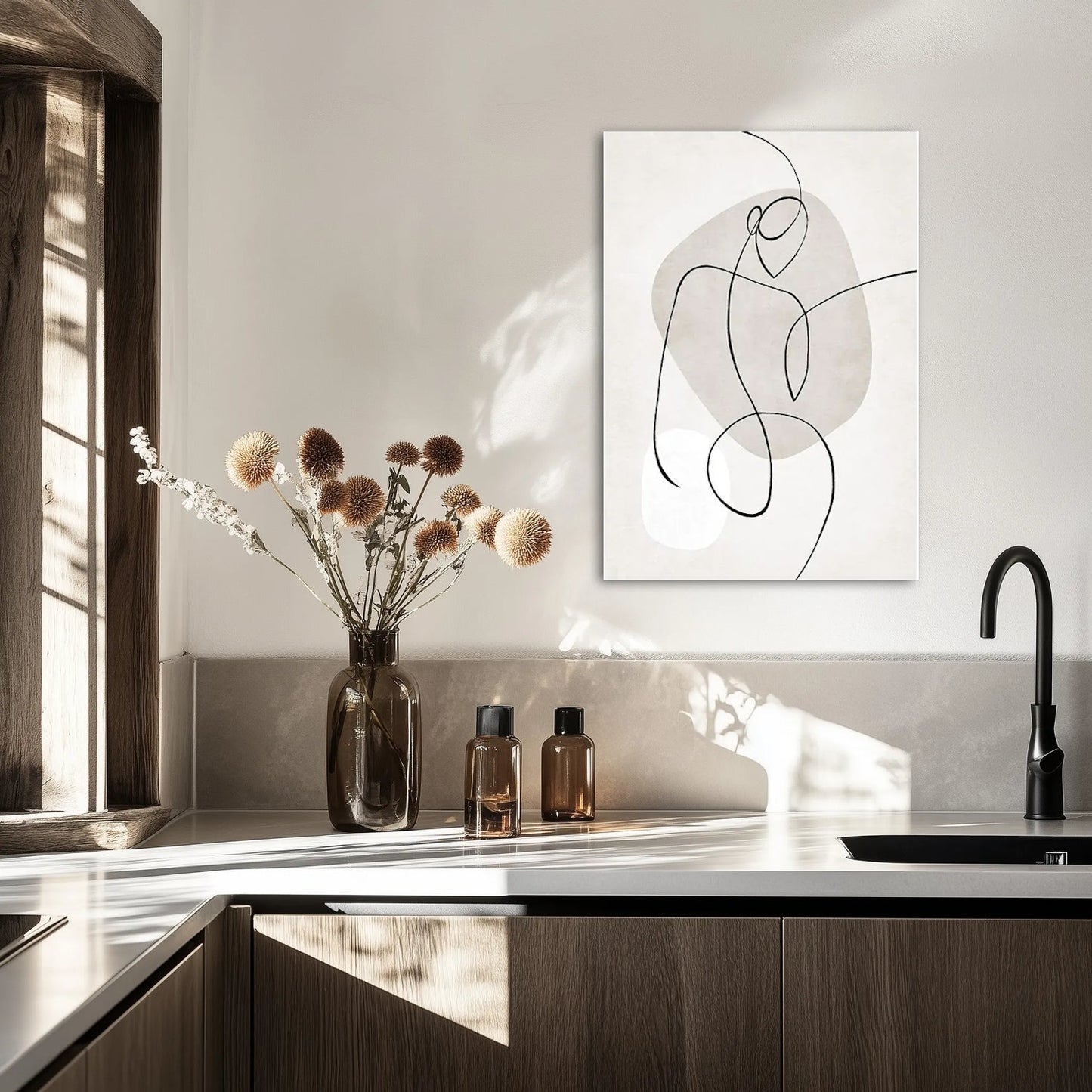 Beige Line Woman Obraz