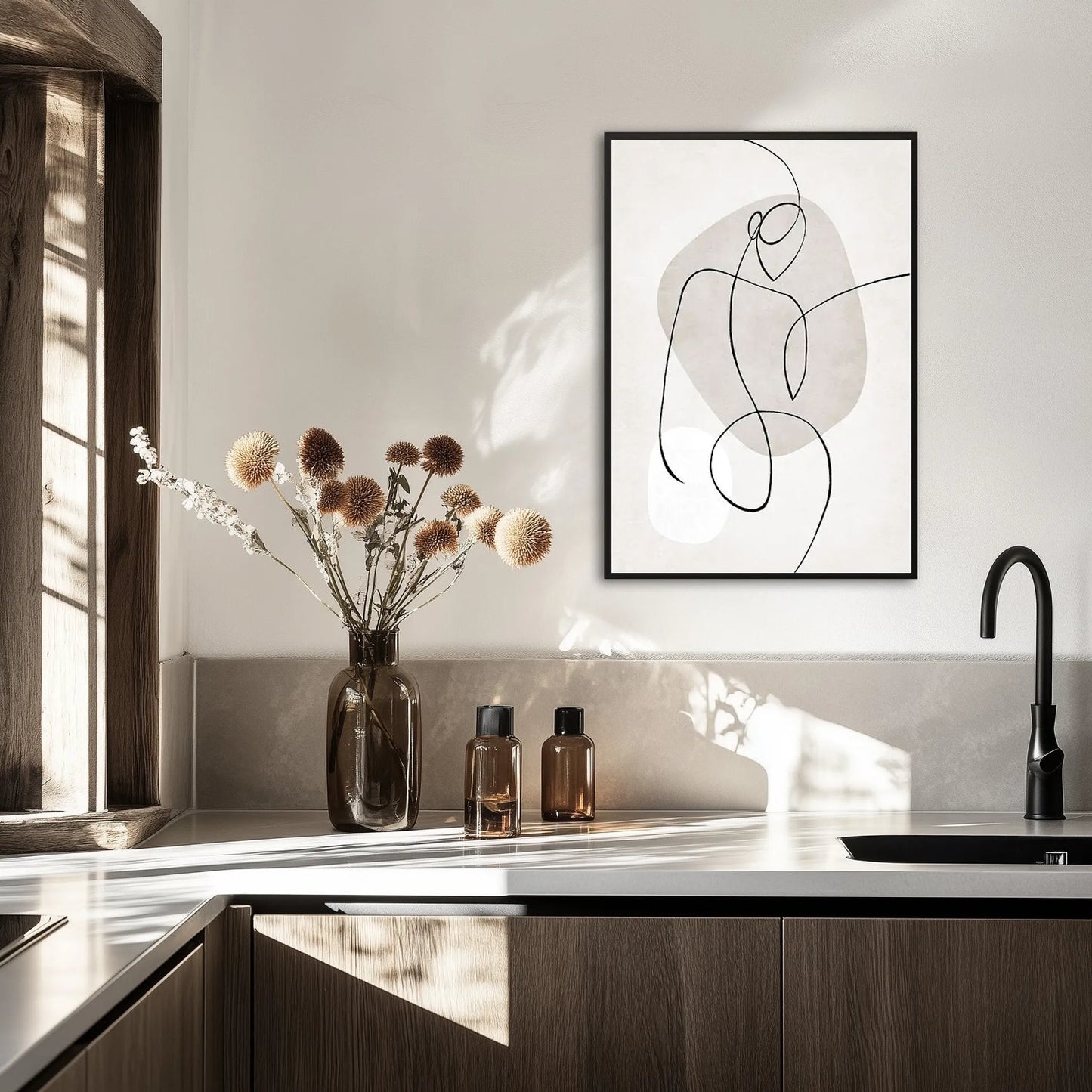Beige Line Woman Plakat