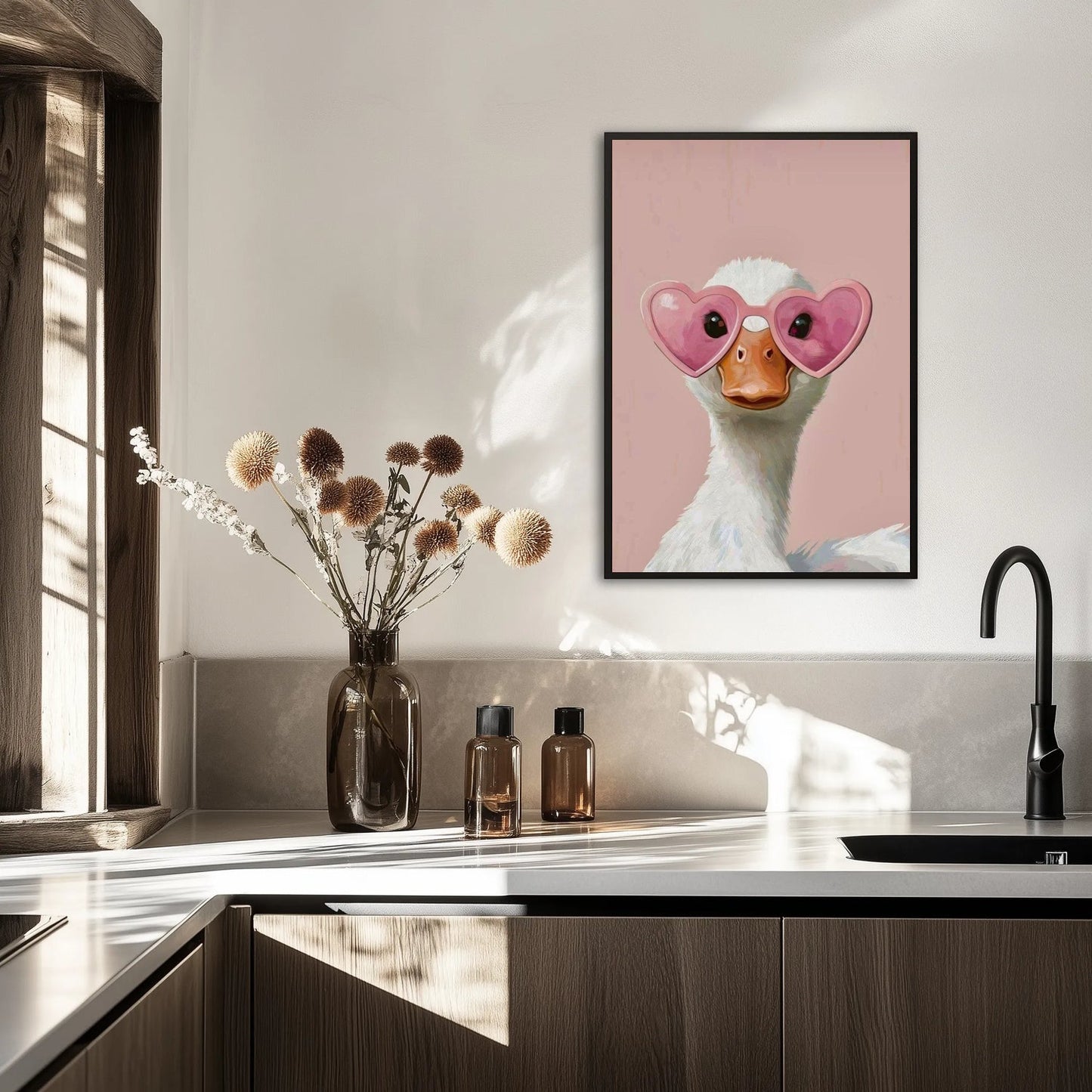 Różowe spojrzenie gęsi Plakat