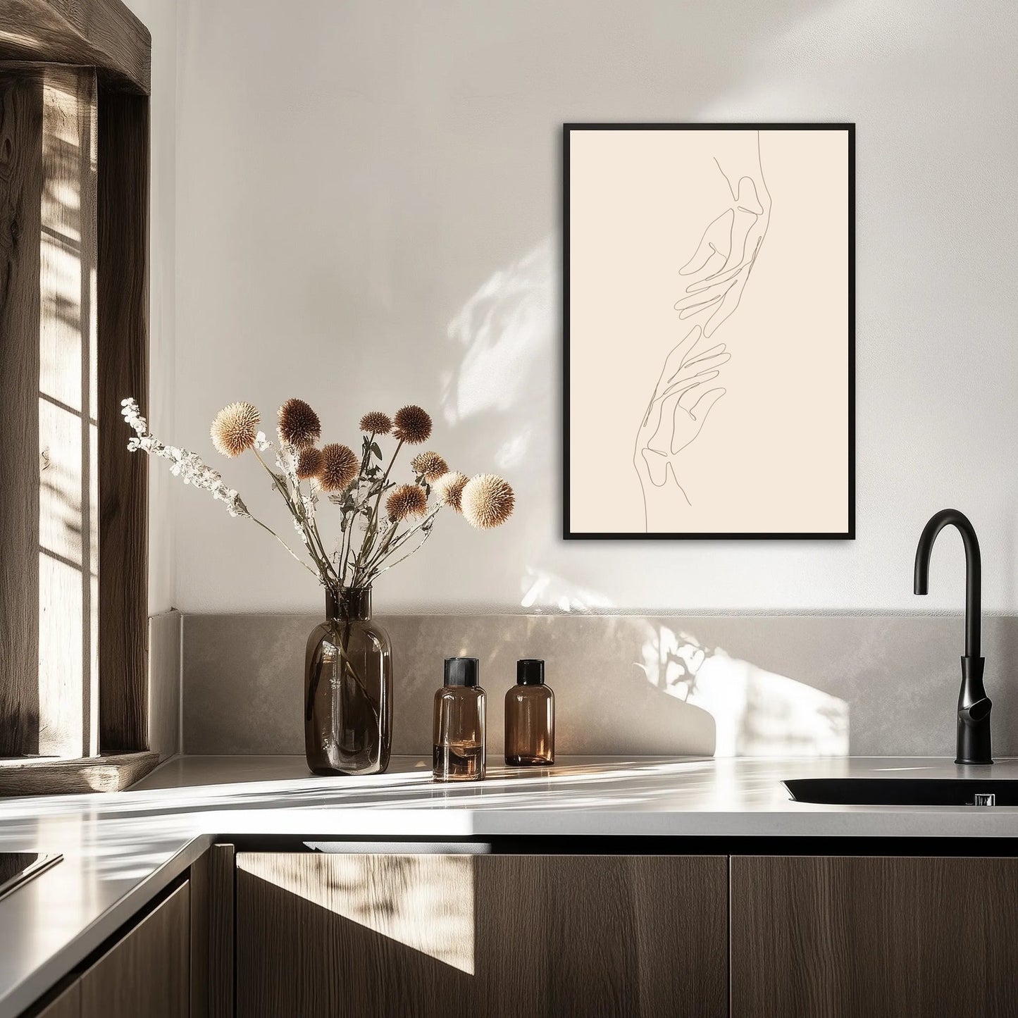 Beige Line Hands Plakat