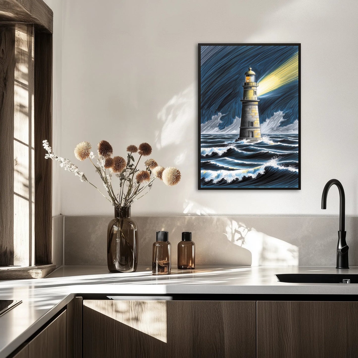 Samotna latarnia morska Plakat