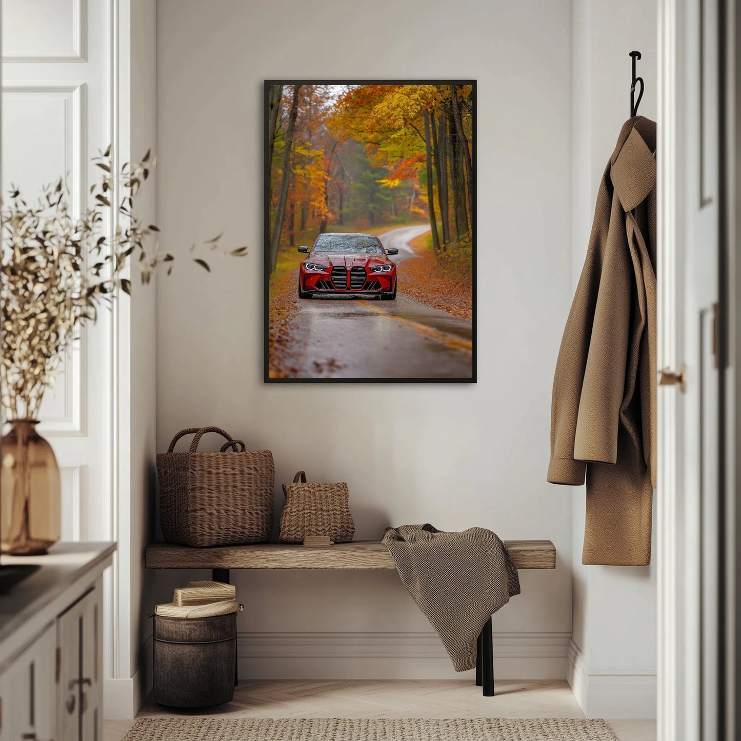 BMW M4 na tle lasu Plakat