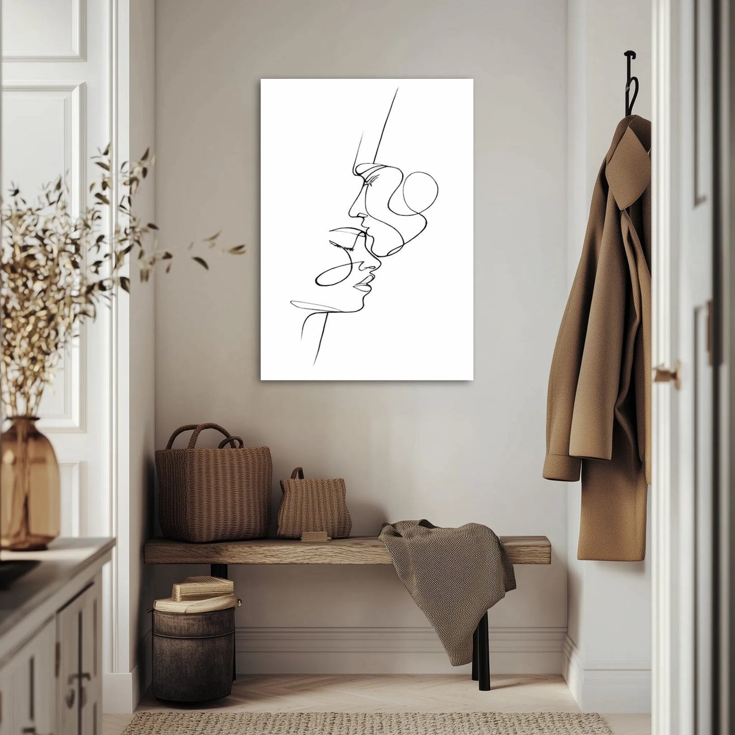 Beige Line Couple 2 Obraz