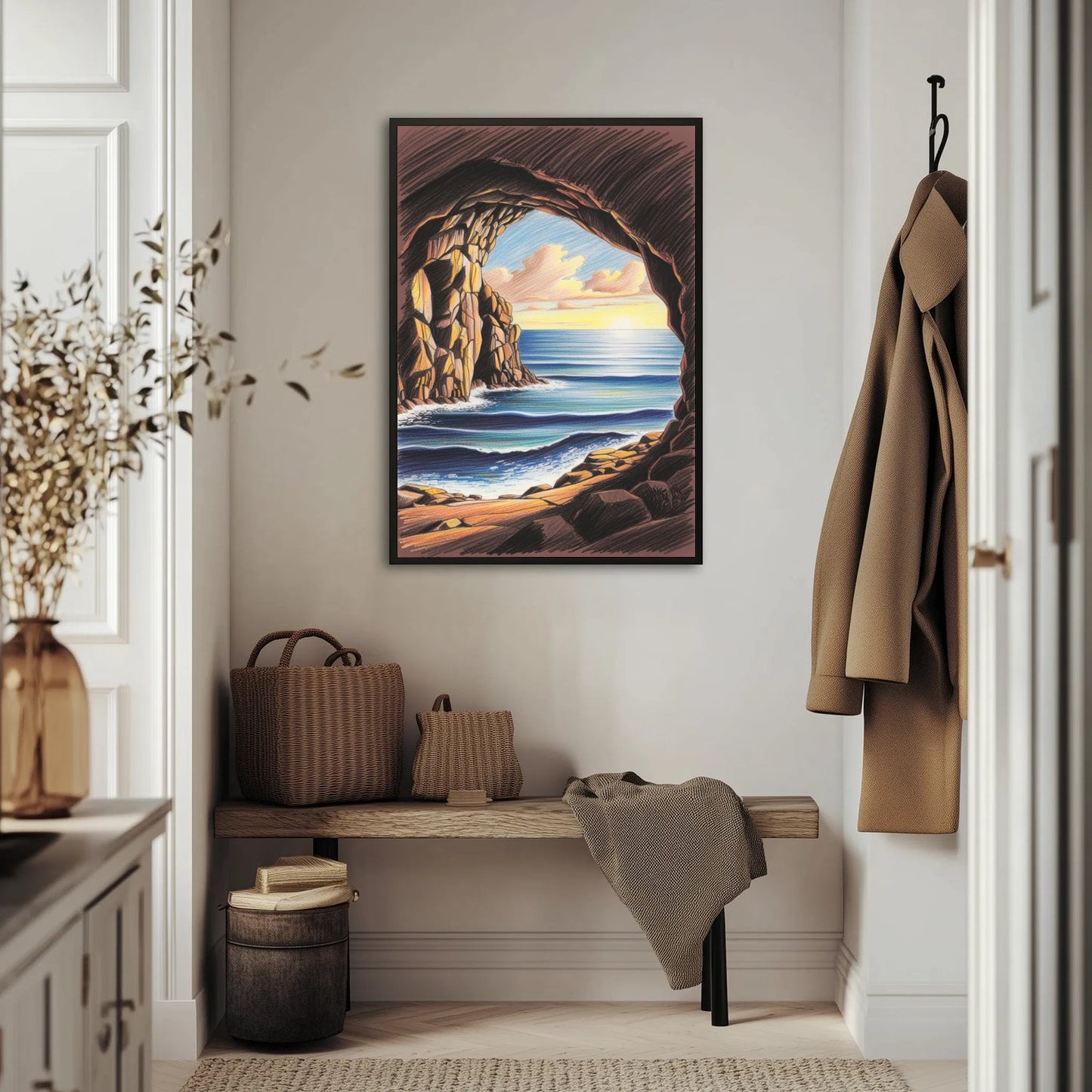 Jaskinia z widokiem na otwarte morze Plakat