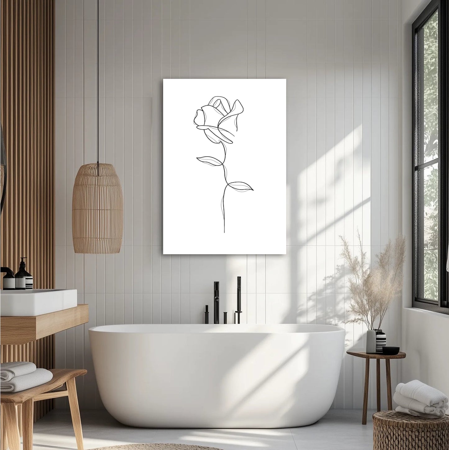 Beige Line Rose Obraz