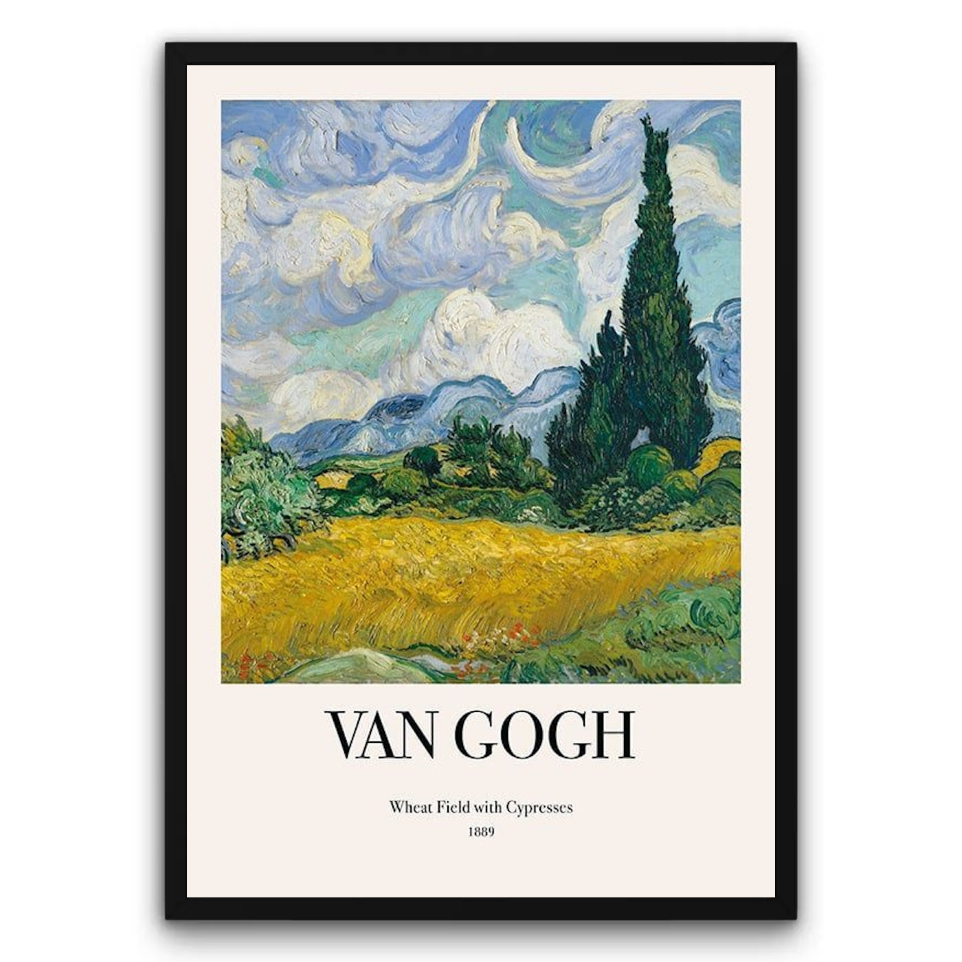 Van Gogh - Wheat Field with Cypresses Plakat