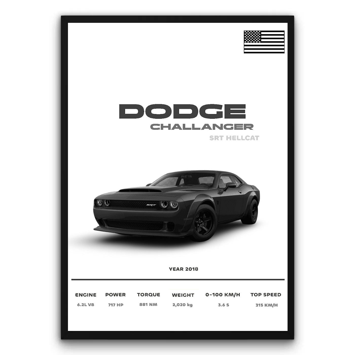 Dodge Challanger Src Hellcat Plakat