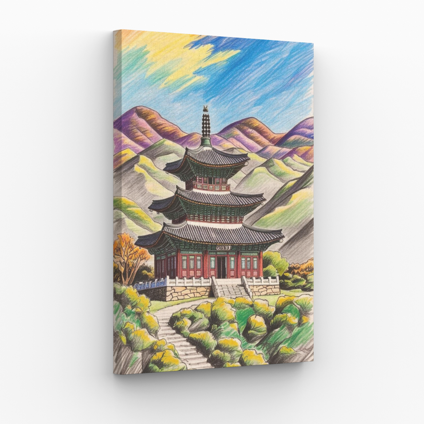 Pagoda W Stylu Koreańskim Na Tle Gór 2 Obraz