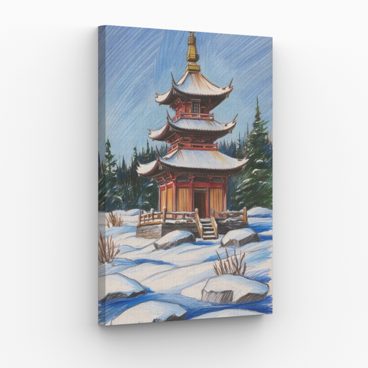 Pagoda W Zimowym Krajobrazie Obraz