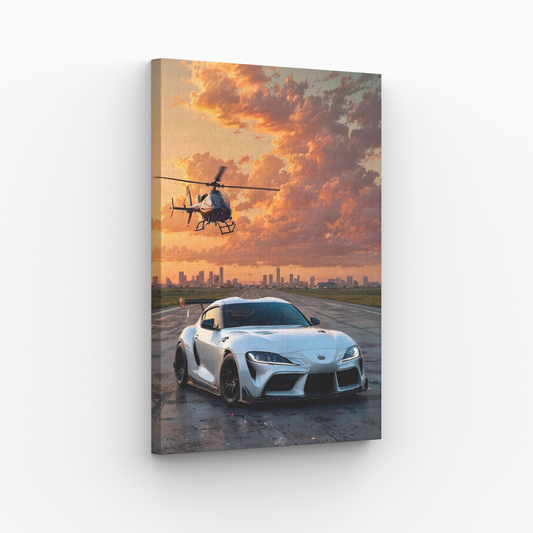 Toyota Supra z Helikopterem Obraz