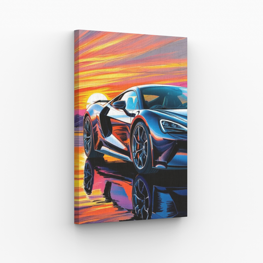 Auto z Zachodem Slonca Obraz