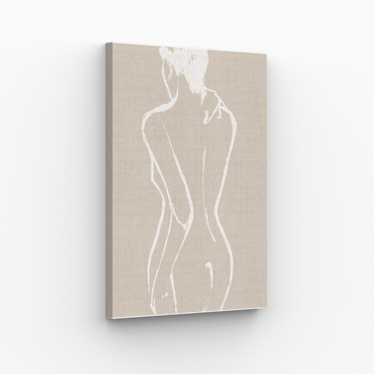 Beige Line Woman Body Obraz
