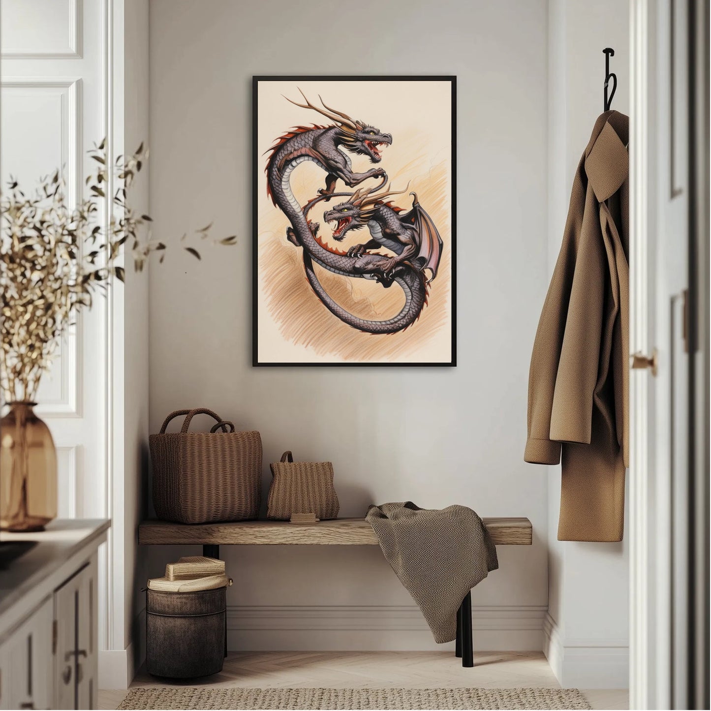 Dwa Smoki Splecione w Powietrzu Plakat