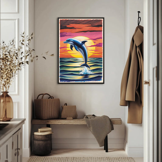 Delfin wyskakujący z Wody Plakat