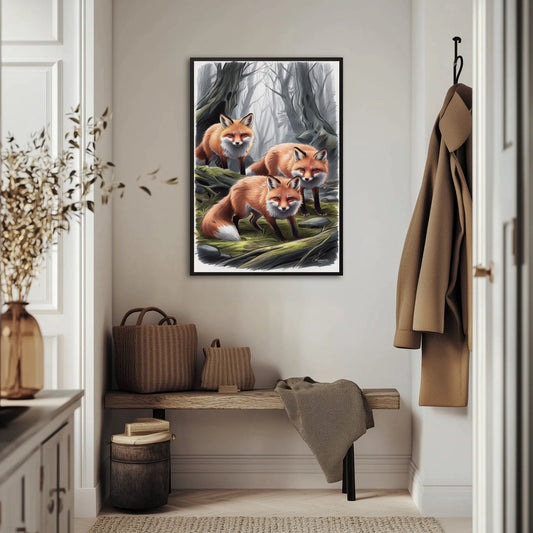 Lisy W Tajemniczym Lesie Plakat