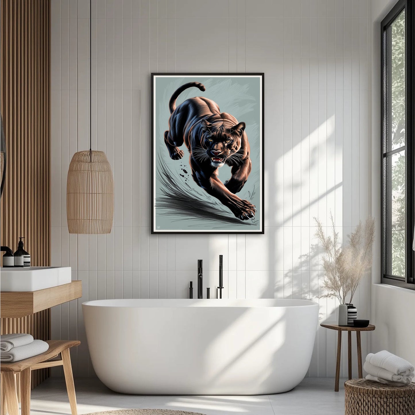 Drapieżna pantera w ruchu Plakat