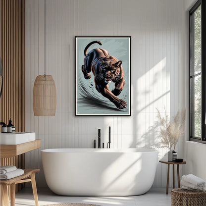 Drapieżna pantera w ruchu Plakat