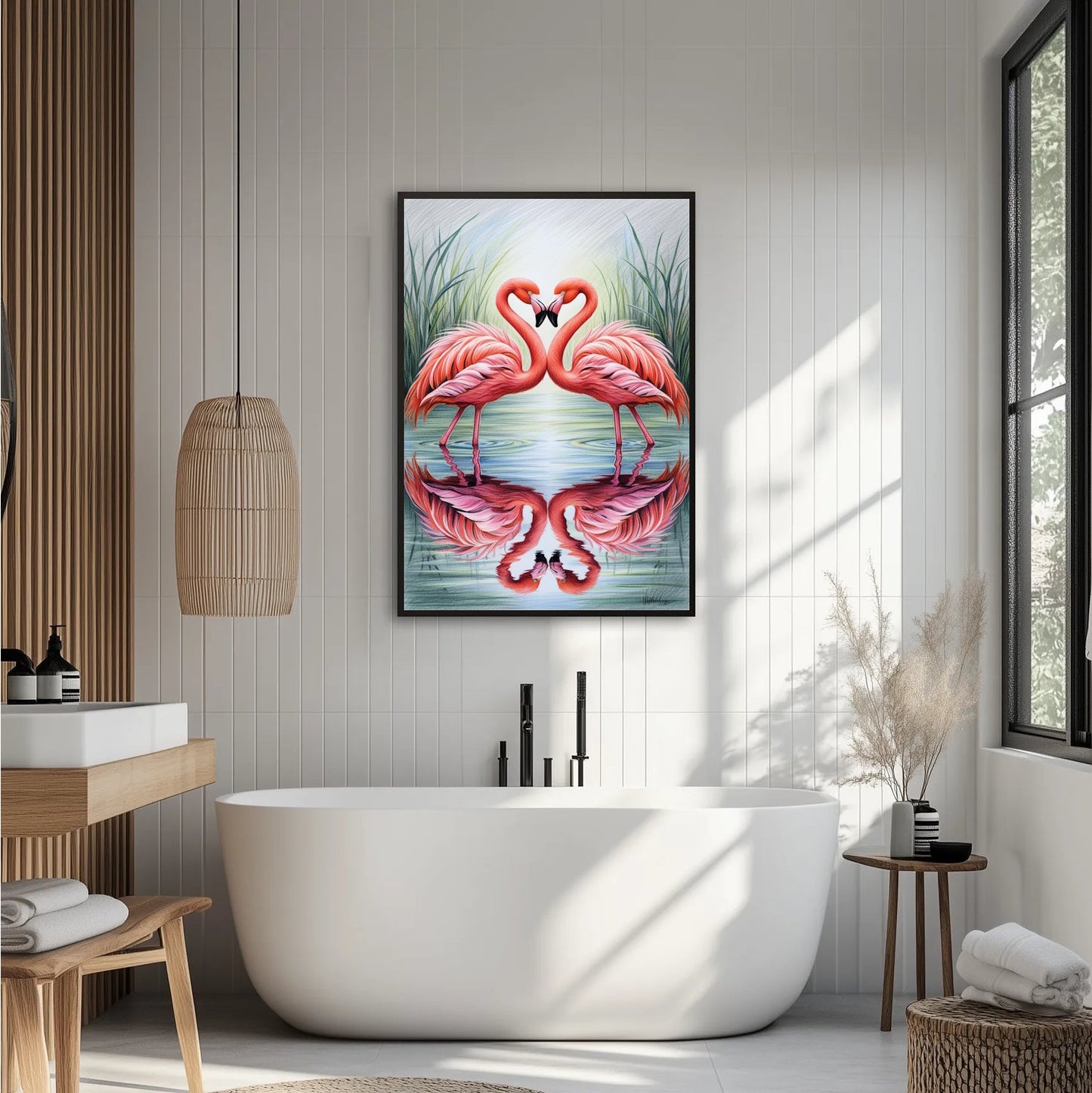 Flamingi tworzące serce Plakat