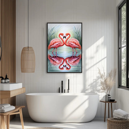 Flamingi tworzące serce Plakat