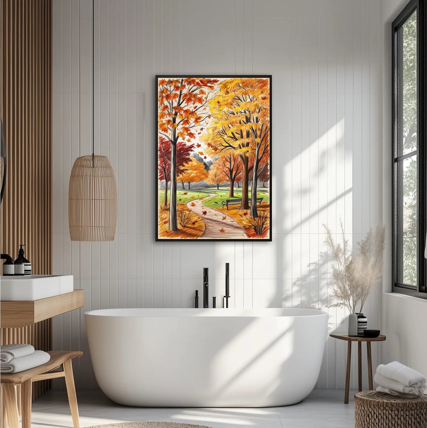 Jesienny park w złotych liściach Plakat