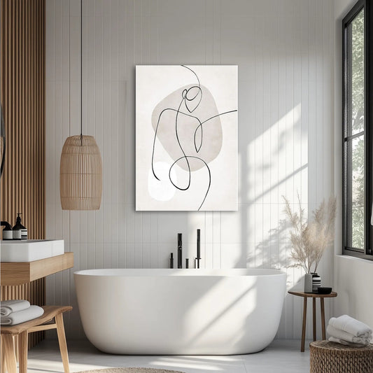 Beige Line Woman Obraz