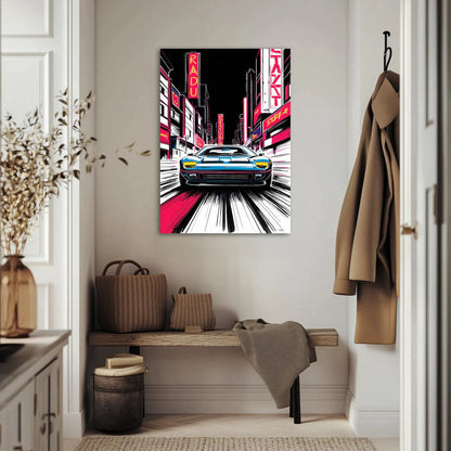 Auto w Neonowym Miescie Obraz