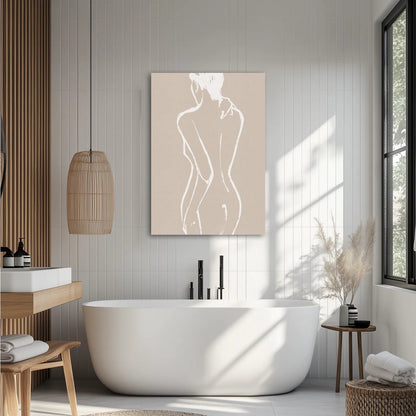 Beige Line Woman Body Obraz