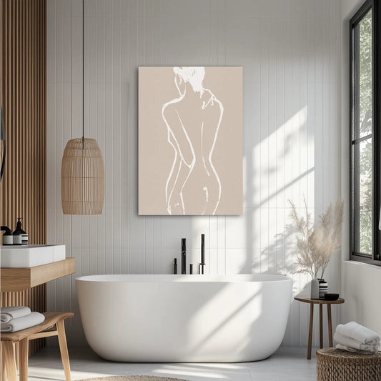Beige Line Woman Body Obraz