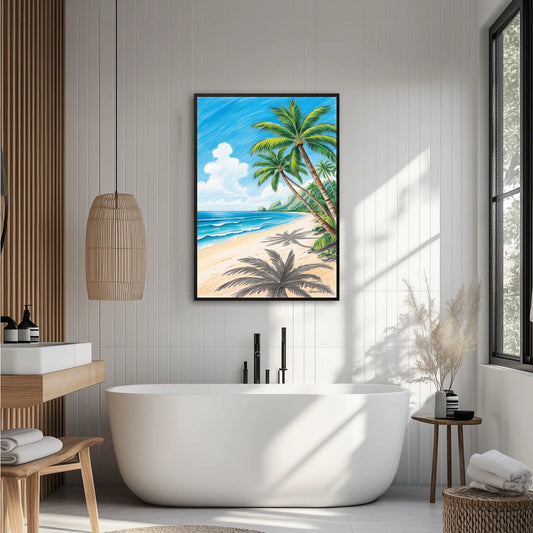 Tropikalna wyspa z palmami Plakat