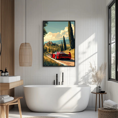 Ferrari F40 Toskański Szlak Plakat