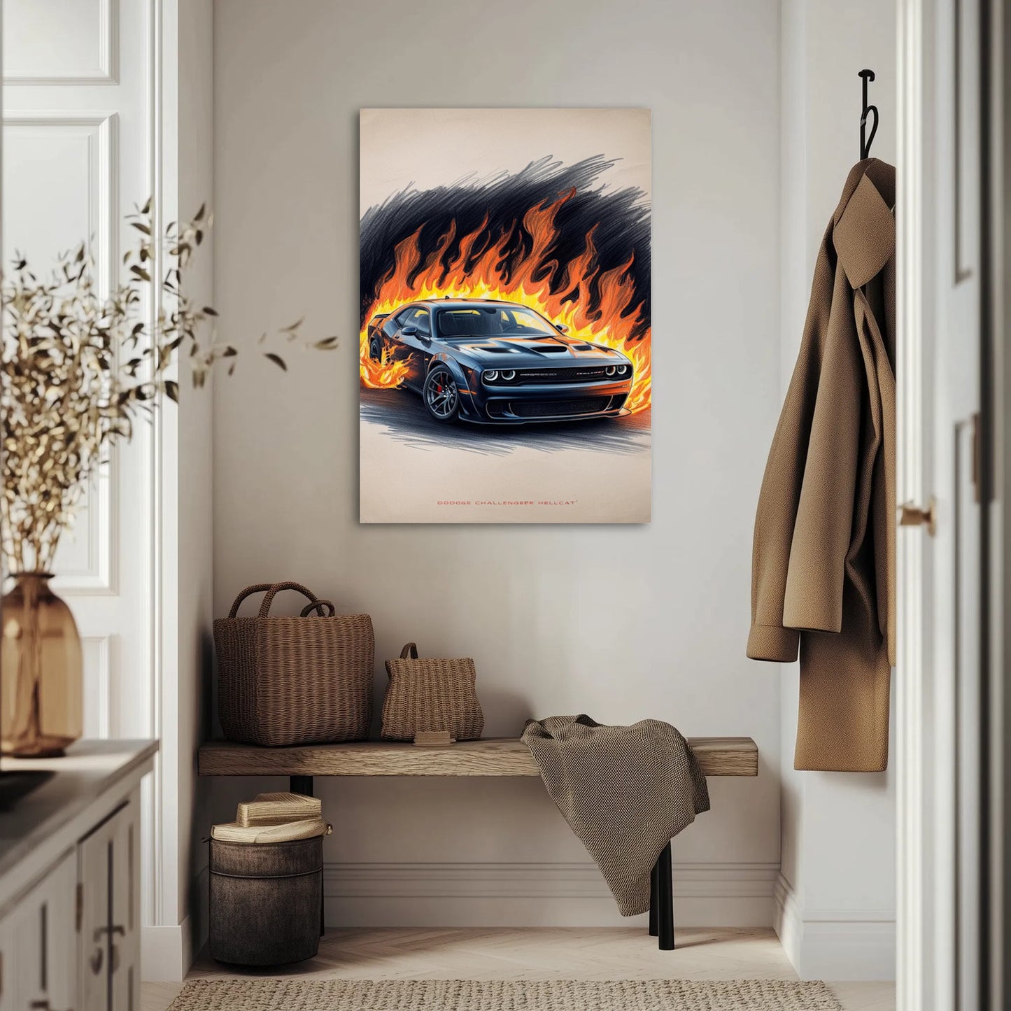 Dodge Challenger Hellcat w płomieniach Obraz