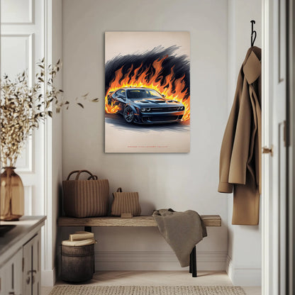 Dodge Challenger Hellcat w płomieniach Obraz