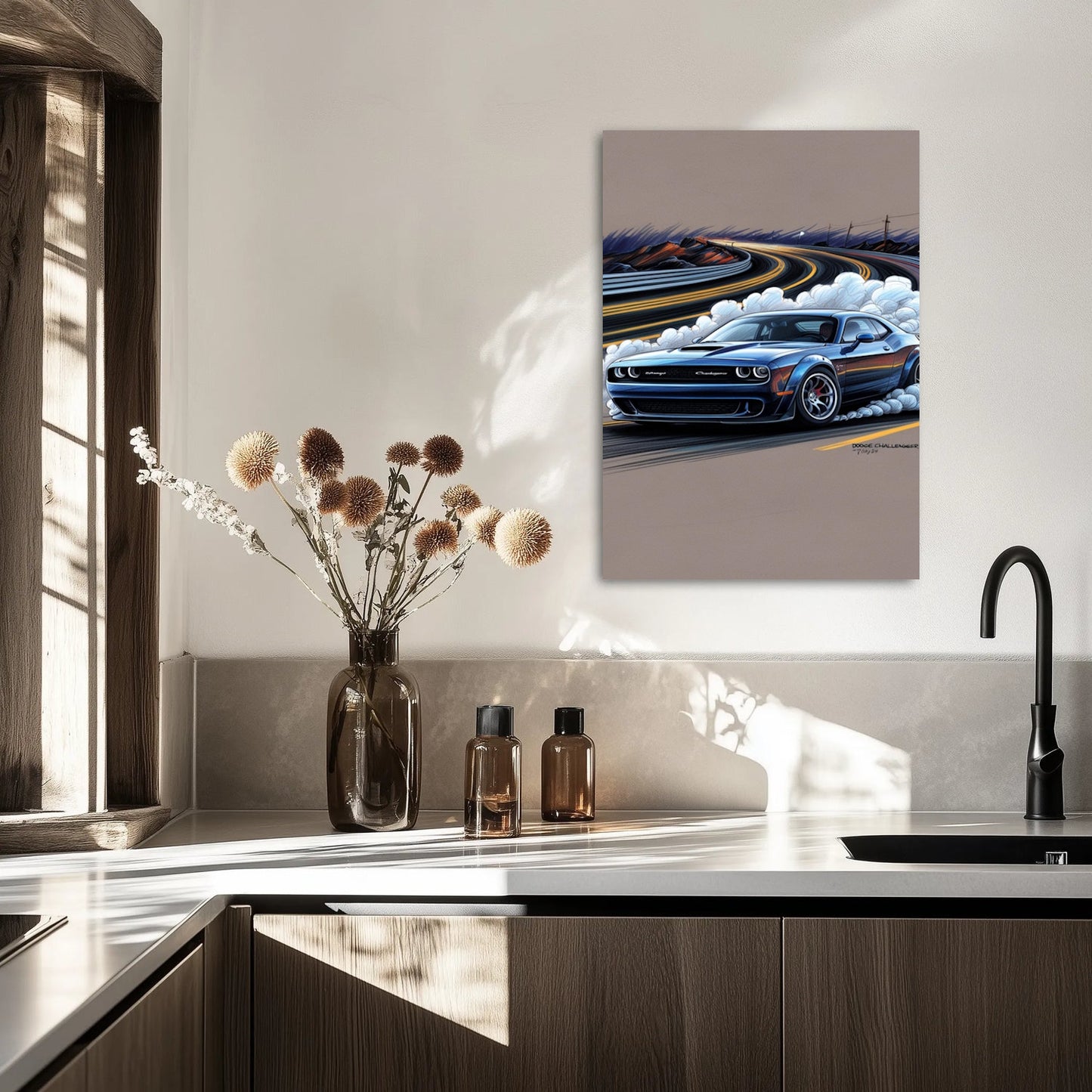 Dodge Challenger podczas driftu Obraz