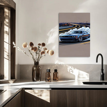 Dodge Challenger podczas driftu Obraz