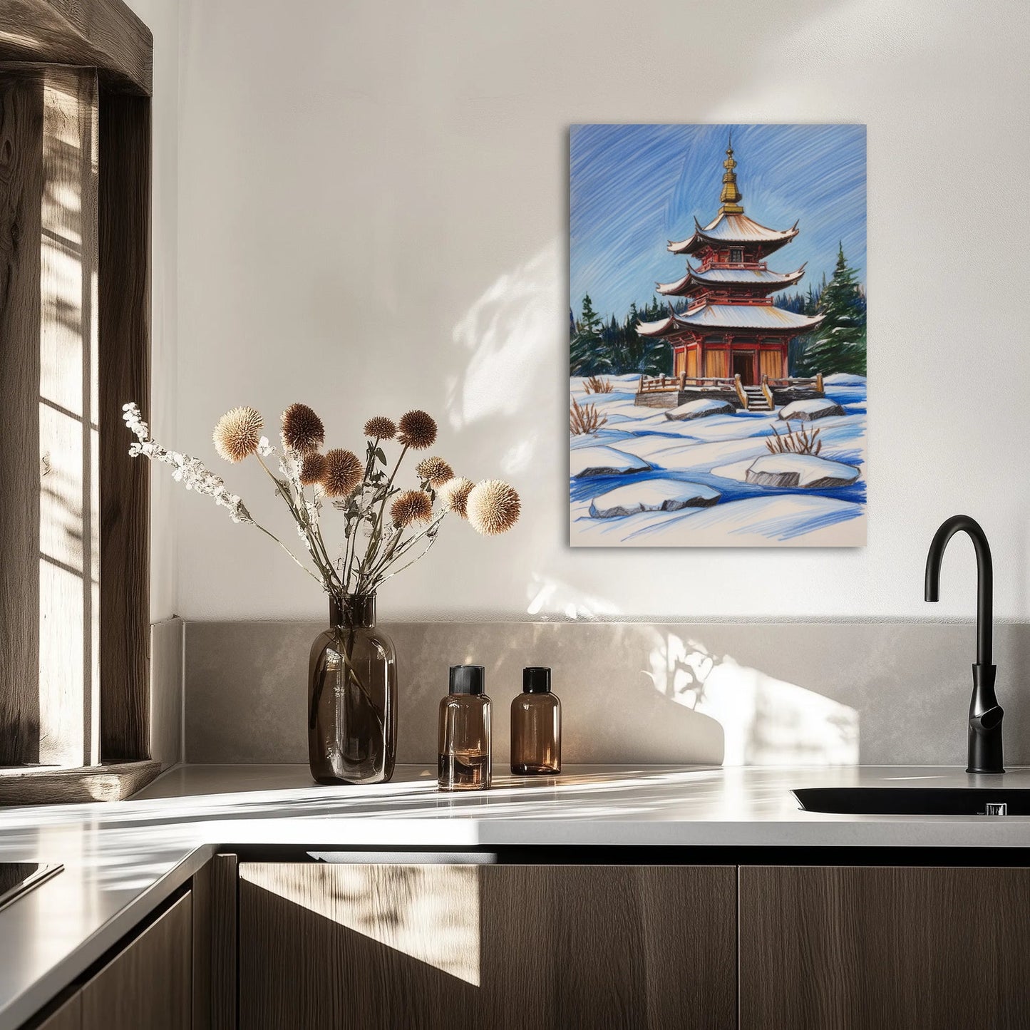 Pagoda W Zimowym Krajobrazie Obraz