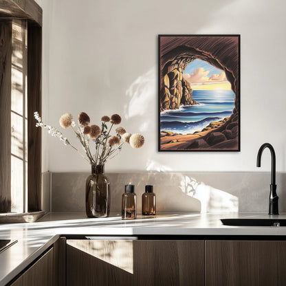 Jaskinia z widokiem na otwarte morze Plakat