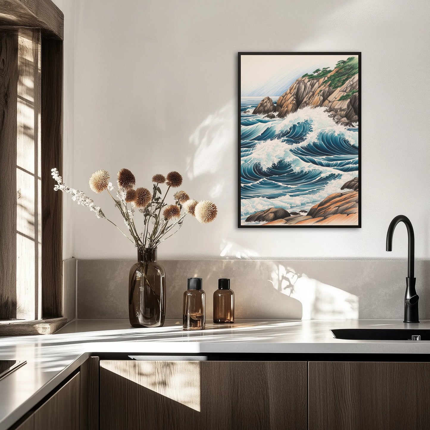 Oceaniczne Fale Obijające O Wybrzeze Plakat