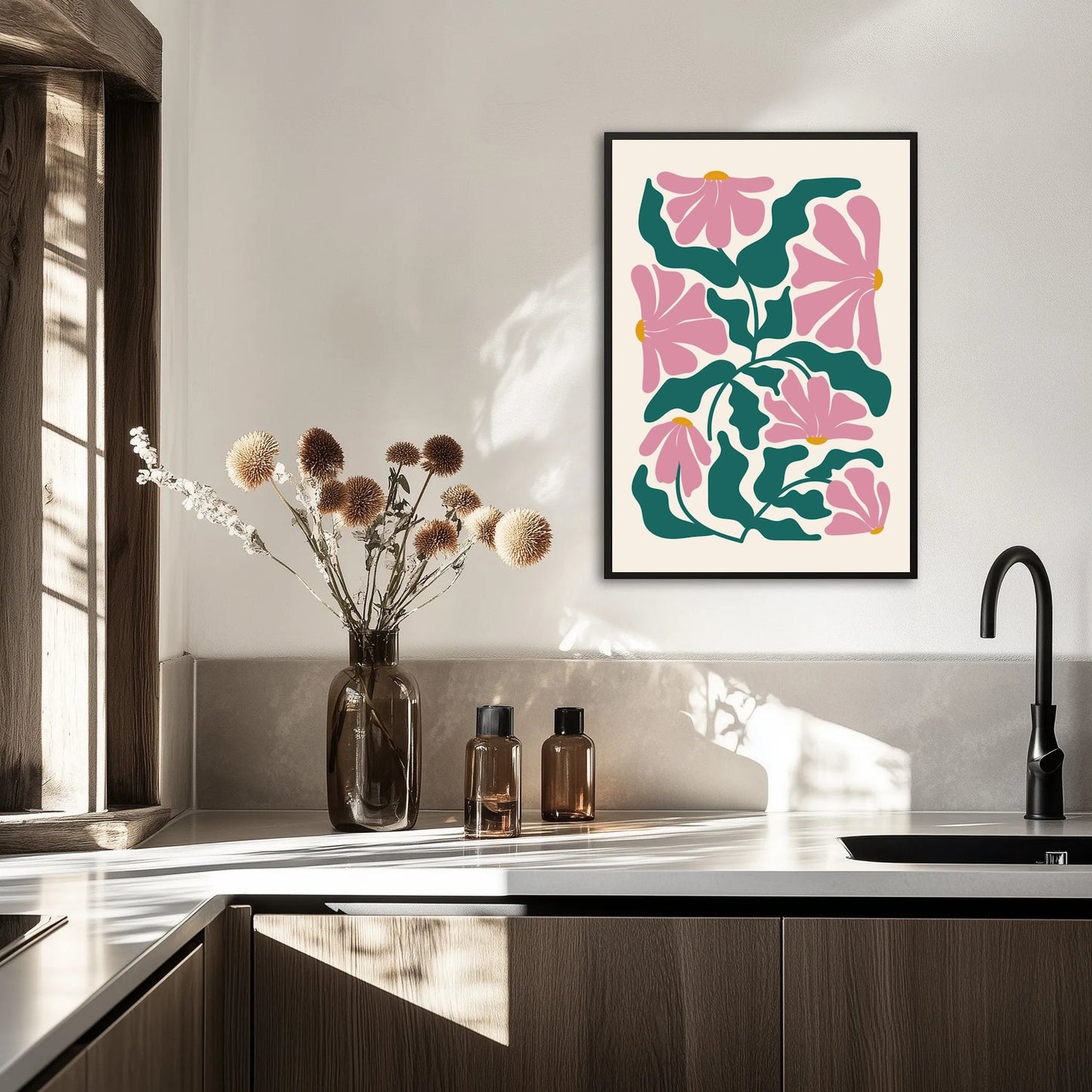 Geometryczne kwiaty Plakat