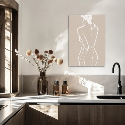 Beige Line Woman Body Obraz