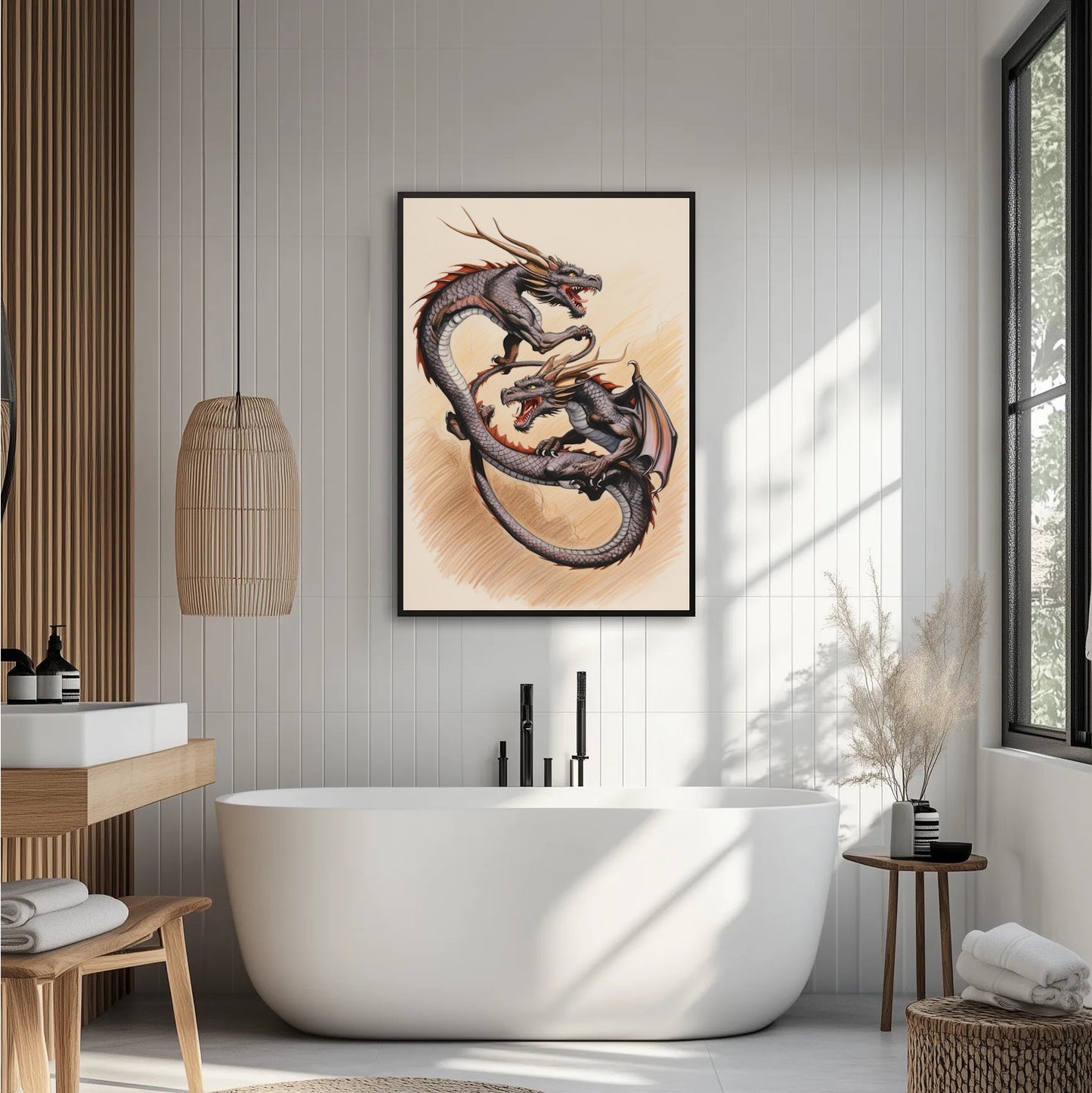 Dwa Smoki Splecione w Powietrzu Plakat