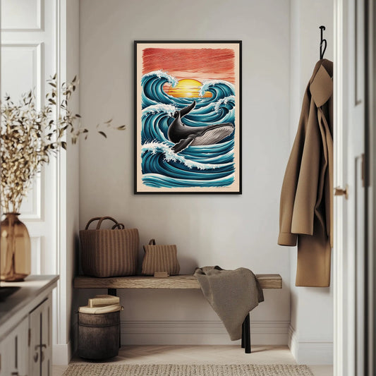 Wieloryb na fali Plakat