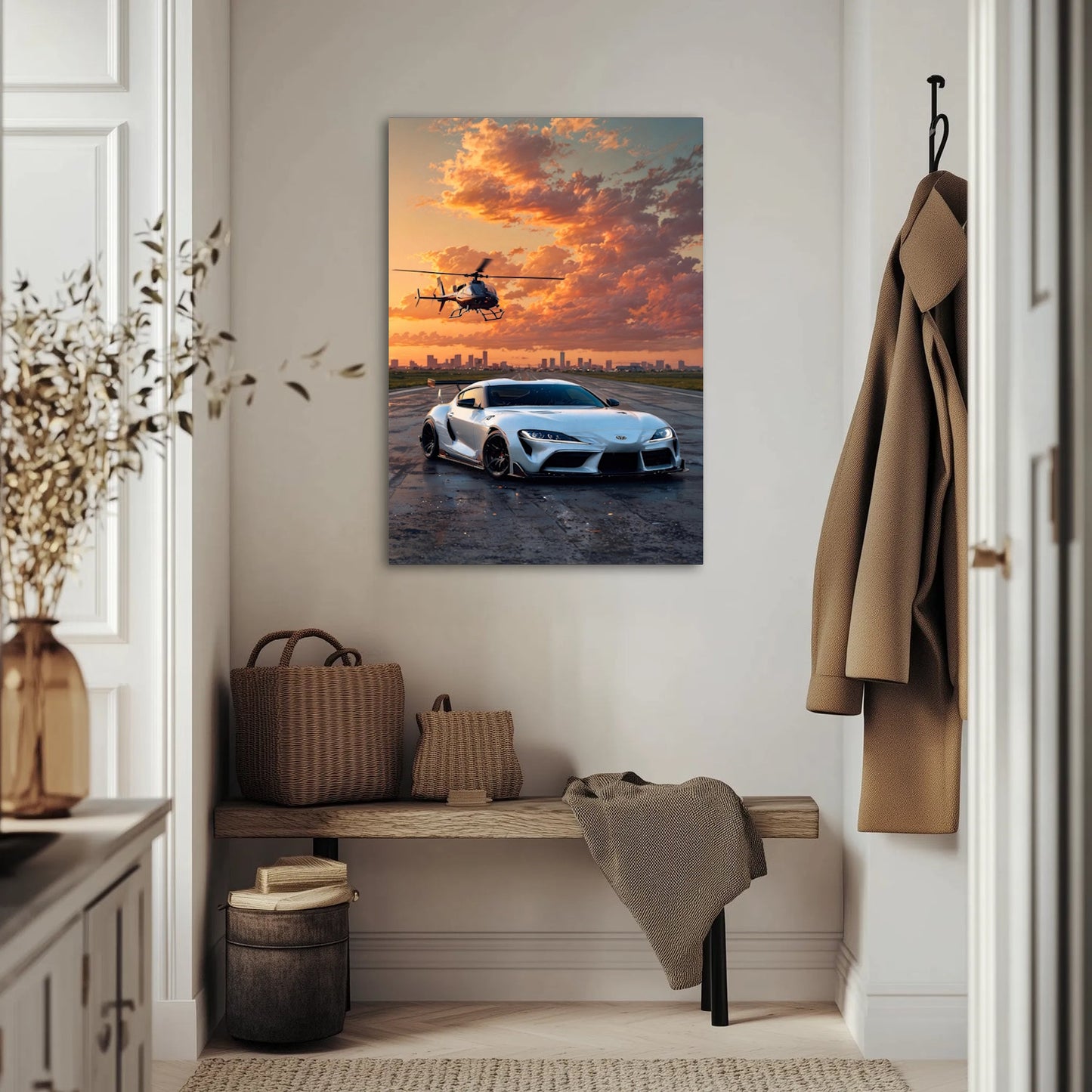 Toyota Supra z Helikopterem Obraz