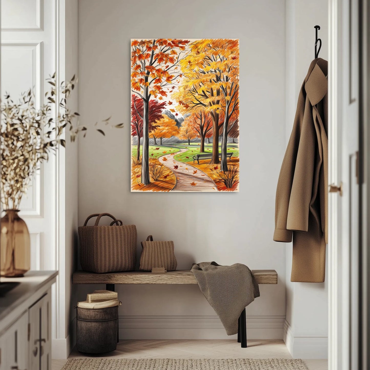 Jesienny park w złotych liściach Obraz