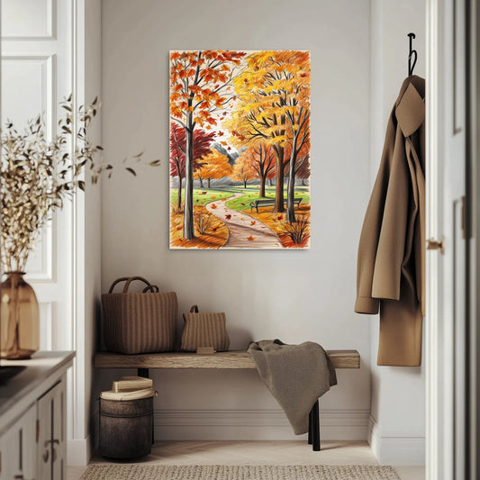 Jesienny park w złotych liściach Obraz