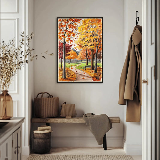 Jesienny park w złotych liściach Plakat