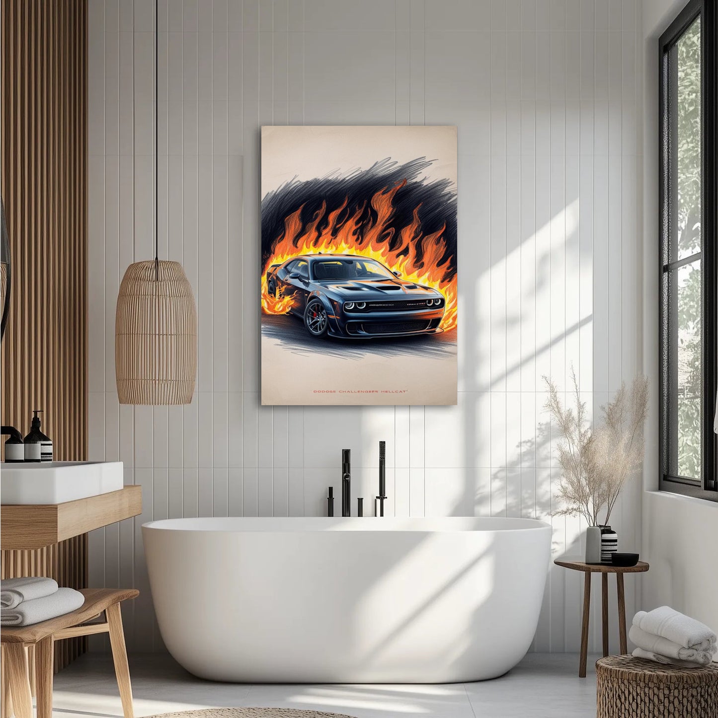 Dodge Challenger Hellcat w płomieniach Obraz