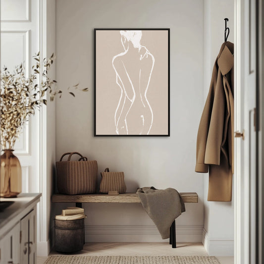 Beige Line Woman Body Plakat