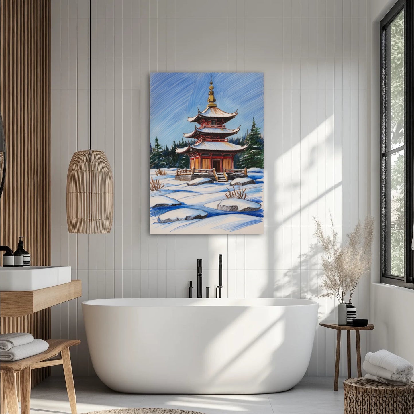 Pagoda W Zimowym Krajobrazie Obraz